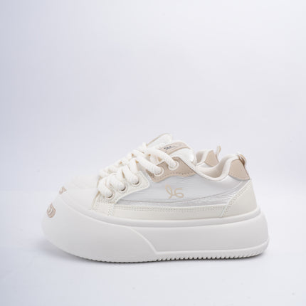 Tenis plataforma crema con beige