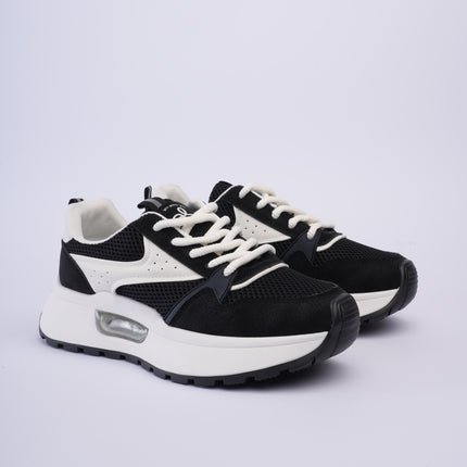 Tenis plataforma negros con blanco