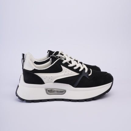 Tenis plataforma negros con blanco