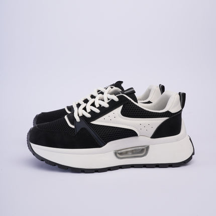 Tenis plataforma negros con blanco