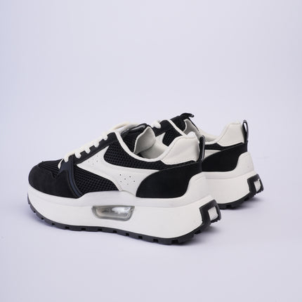 Tenis plataforma negros con blanco