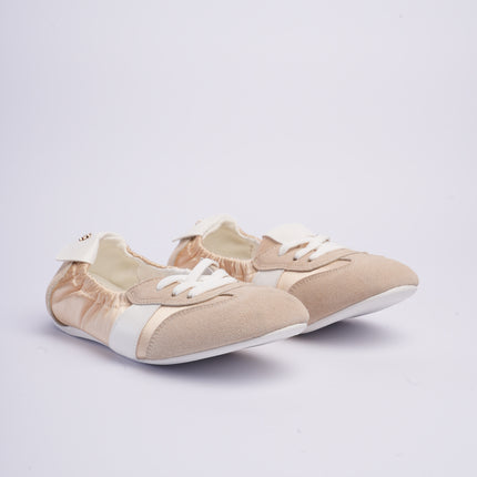 Tenis tipo ballet beige x satín