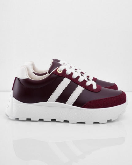 Tenis vinotinto básicos con blanco