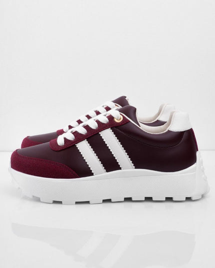 Tenis vinotinto básicos con blanco