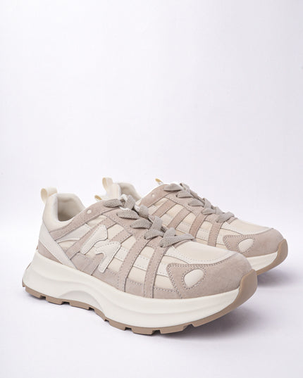 Tenis líneas gris x kaki