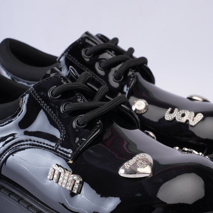 Zapatos charol chunky con apliques plateados