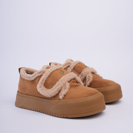 Zapatos ugg de peluche miel con velcro