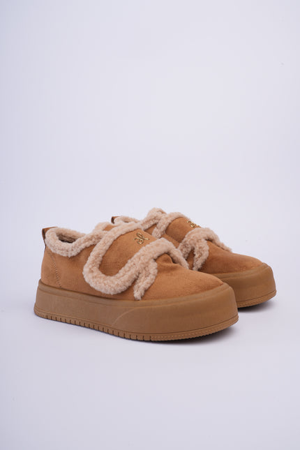 Zapatos ugg de peluche miel con velcro
