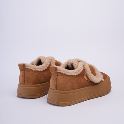 Zapatos ugg de peluche miel con velcro
