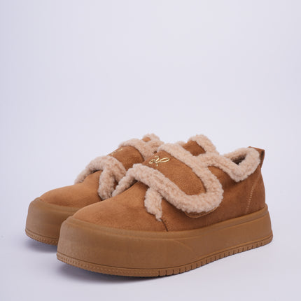 Zapatos ugg de peluche miel con velcro