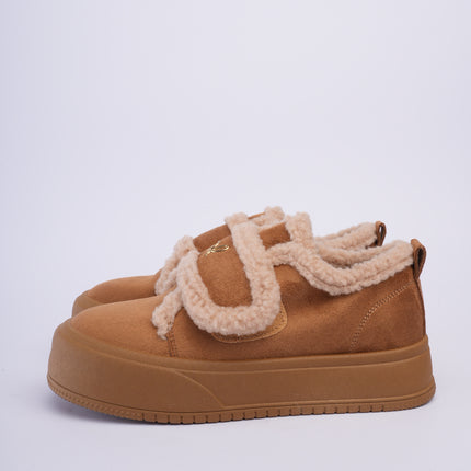 Zapatos ugg de peluche miel con velcro