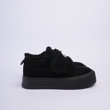 Zapatos ugg de peluche negros con velcro