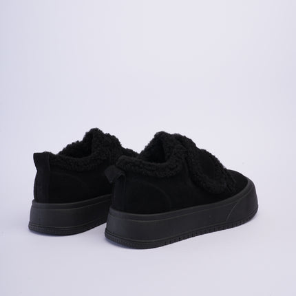 Zapatos ugg de peluche negros con velcro