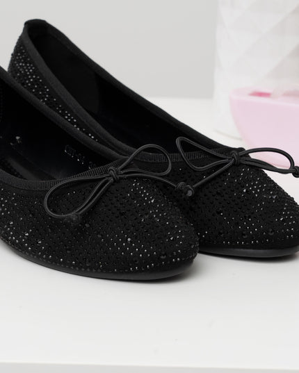 Baletas negras lazo x brillos