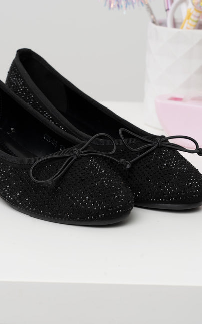 Baletas negras lazo x brillos