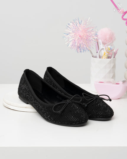 Baletas negras lazo x brillos