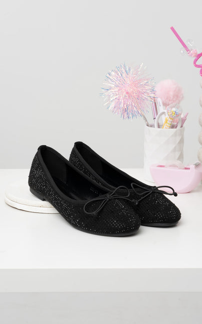Baletas negras lazo x brillos