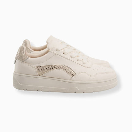 tenis planos beige con texturas
